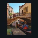 Venedig Italien Canal Bridge Boat Travel Vykort<br><div class="desc">Fotografi i Venedig,  Italien. Besök vår butik om du vill ha fler produkter som visar foton och teckningar med Italien.</div>