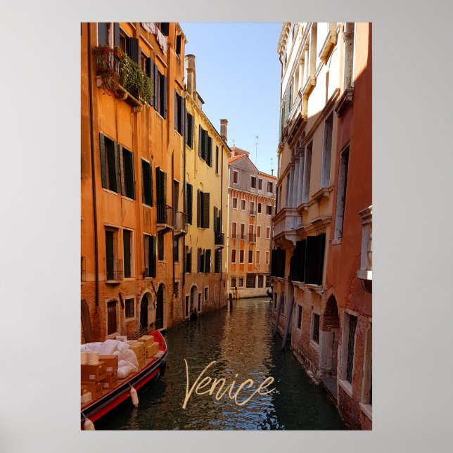 Venedig Italien Canal Byggnad Travel Poster (Framsidan)