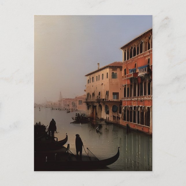 Venedig Italien Canal och Gondolas Painting Vykort (Framsida)