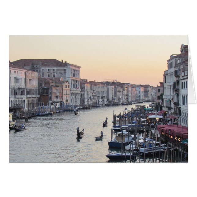 Venedig, Italien Canal vid Sunset OBS Kort (Framsidan Horizontal)