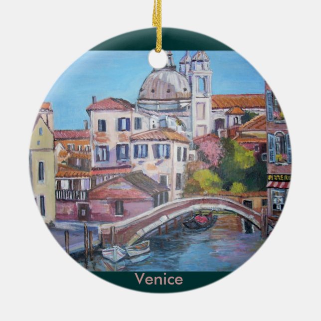 Venedig italien - cirkla prydnaden julgransprydnad keramik (Baksidan)