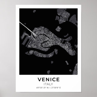 Venedig Italien City Karta Poster
