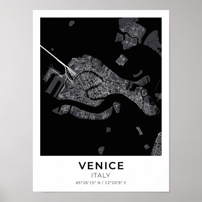 Venedig Italien City Karta Poster (Framsidan)