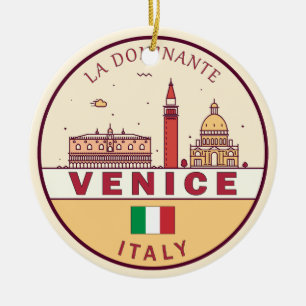 Venedig Italien City Skyline Emblem Julgransprydnad Keramik