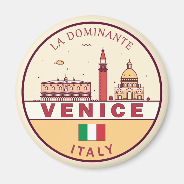 Venedig Italien City Skyline Emblem Magnet (Framsidan)