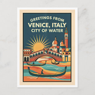 Venedig Italien Färgglad Retrokonst Vykort