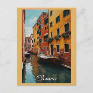 Venedig Italien Färgrik Kanalbåt Resa Vykort