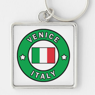 Venedig Italien Fyrkantig Silverfärgad Nyckelring