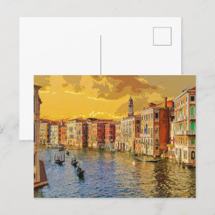 Venedig Italien Gondel Vattenvägen Byggnad #15 Vykort