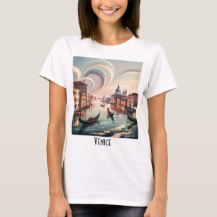 Venedig Italien Gondol Kanal Akvarell Retro Resa T Shirt