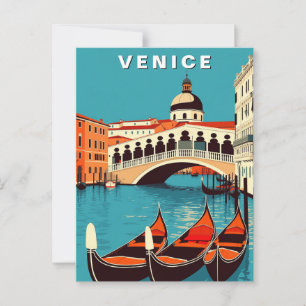 Venedig Italien Gondol Kanal Vintage Vykort