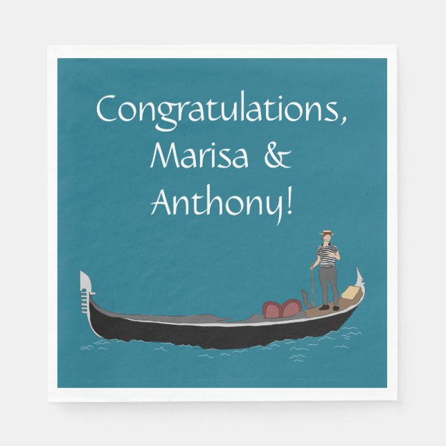 Venedig, Italien Gondol och Gondoljär Turkosblå Pappersservett (Framsidan)