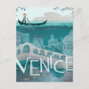Venedig Italien Gondol resa semester retro affisch Vykort