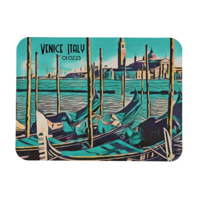 Venedig Italien Gondola Art, Anpassa Ord och datum Magnet (Horisontell)