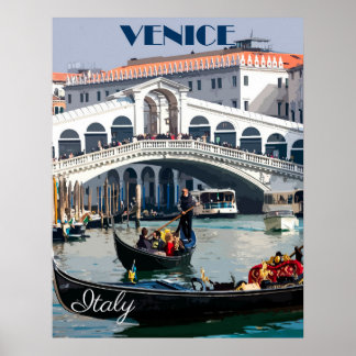 Venedig, Italien Gondola Boat Vintage resor Poster