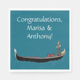 Venedig, Italien Gondola och Gondoljär Turkosblå Pappersservett