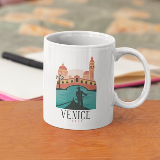 Venedig Italien Gondola Vintage resor Kaffemugg (Venice Italy Gondola Vintage Travel Coffee Mug)