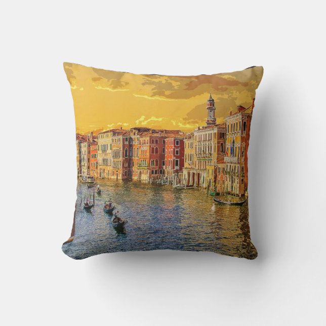 Venedig Italien Gondola Waterway Byggnad #15 Kudde (Framsida)