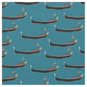 Venedig, Italien Gondolas och Gondoliers Teal Blue Tyg