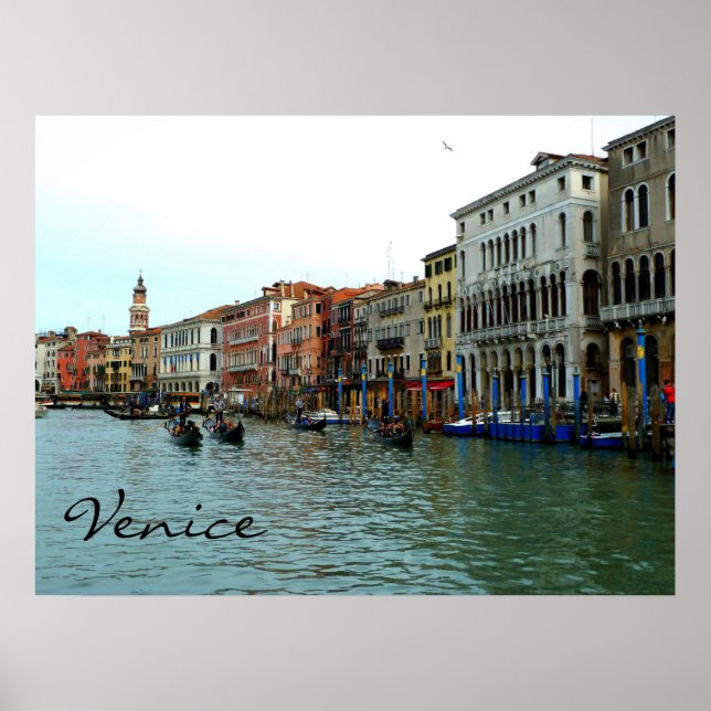 Venedig, Italien Gondolas på storkanalen Poster (Framsidan)