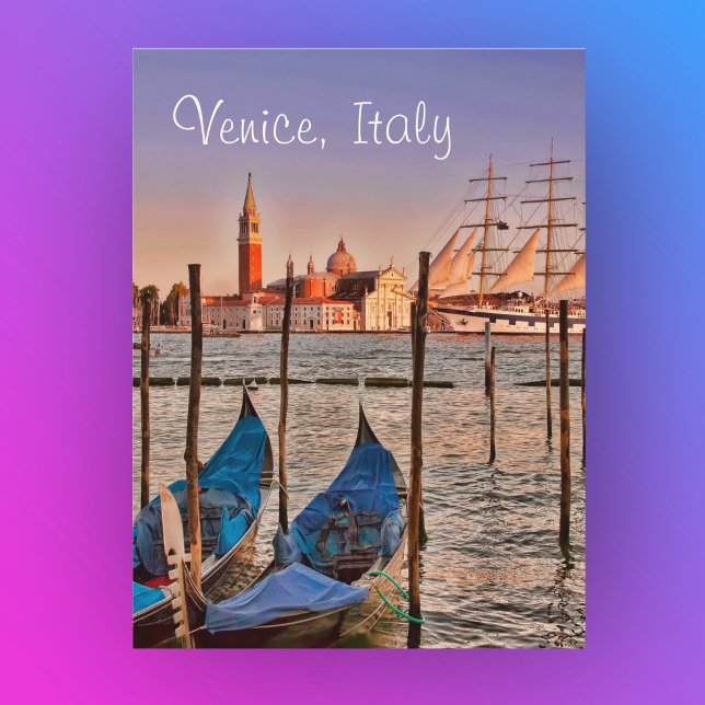 Venedig, Italien Gondoler och segelbåt vykort (Skapare uppladdad)