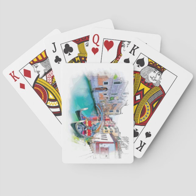 Venedig Italien Hand plockade liggande Casinokort (Baksidan)