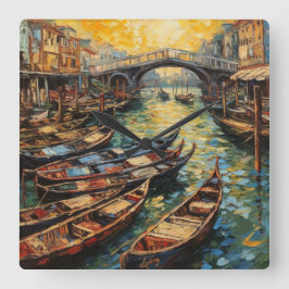 Venedig, Italien, i van Gogh stil Fyrkantig Klocka