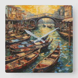 Venedig, Italien, i van Gogh stil Fyrkantig Klocka