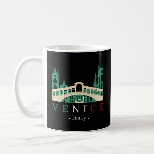 Venedig Italien Iconic Gondola Rialto Bridge Ponte Kaffemugg (Vänster)