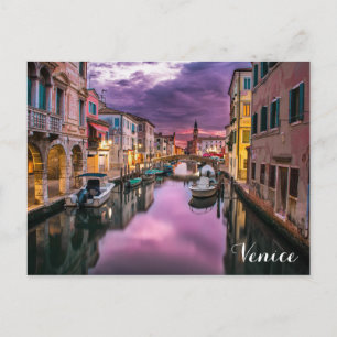 Venedig Italien Italienska kanalen i Sunset Photo Vykort