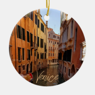 Venedig Italien Kanal Byggnader Resa Julgransprydnad Keramik
