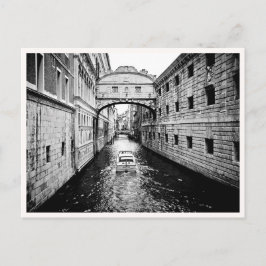 Venedig Italien Kanalbåt Svart & Vitt Vykort