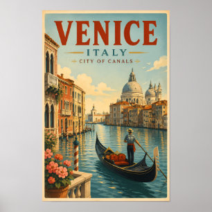 Venedig Italien Kanaler Illustration Resa Konst Re Poster