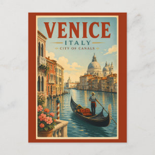 Venedig Italien Kanaler Illustration Resa Konst Re Vykort