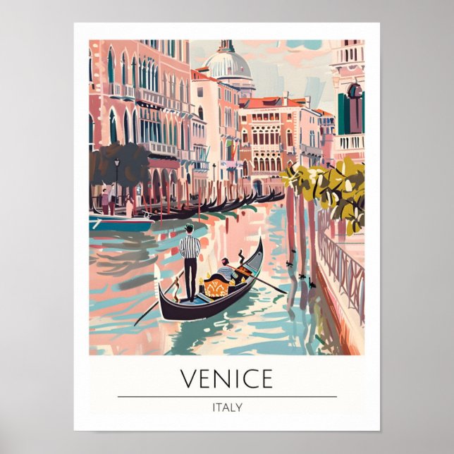 Venedig Italien Konst Illustration Resa Poster (Framsidan)