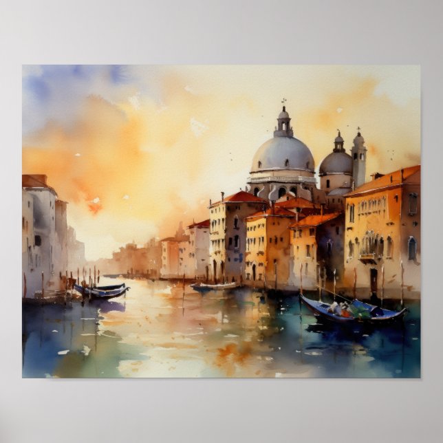 Venedig Italien liggande konstnärlig utskrift Post Poster (Framsidan)