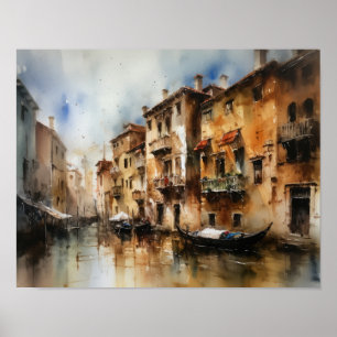 Venedig Italien liggande konstnärlig utskrift Post Poster