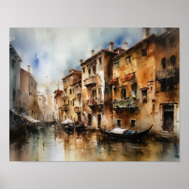 Venedig Italien liggande konstnärlig utskrift Post Poster (Framsidan)