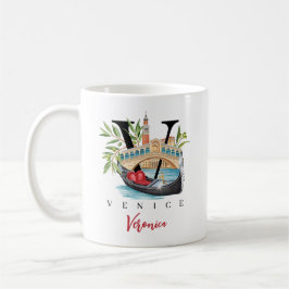 Venedig Italien Monogram Bokstav V Personligt Gåva Kaffemugg