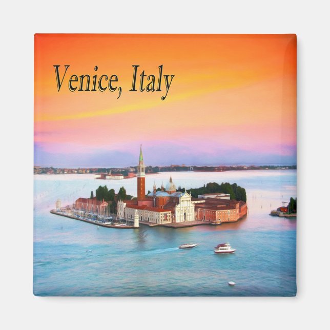 Venedig, Italien Orange Solnedgång Vackervy Magnet (Framsidan)