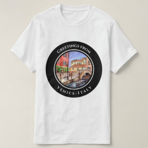 Venedig Italien Pen och Tvätta vattenfärgsfärg T Shirt
