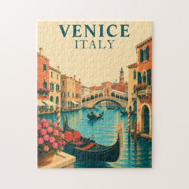 Venedig Italien Pussel Rialto Bridge Gondol (Vertikal)