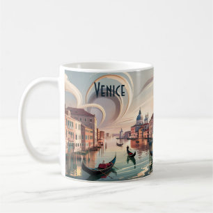 Venedig Italien Resa Akvarell Gondol Anpassad text Kaffemugg