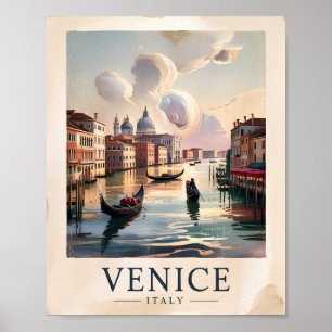 Venedig Italien Resa Vintage Vattenfärg Grand Cana Poster