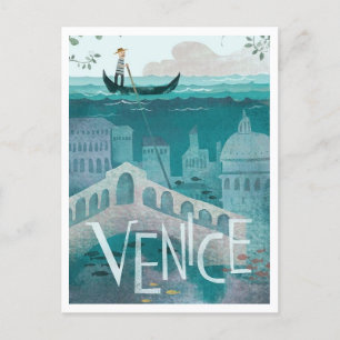Venedig, Italien, reserekvro Vykort
