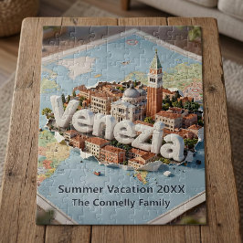 Venedig Italien Reskarta Venezia Familjesemester Pussel