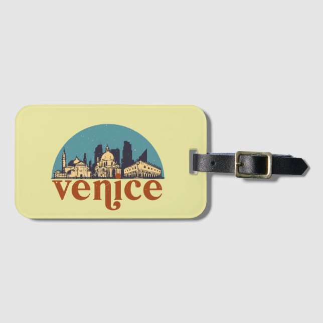 Venedig Italien Retro City Skyline Cityscape Art Bagagebricka (Framsida horisontal)
