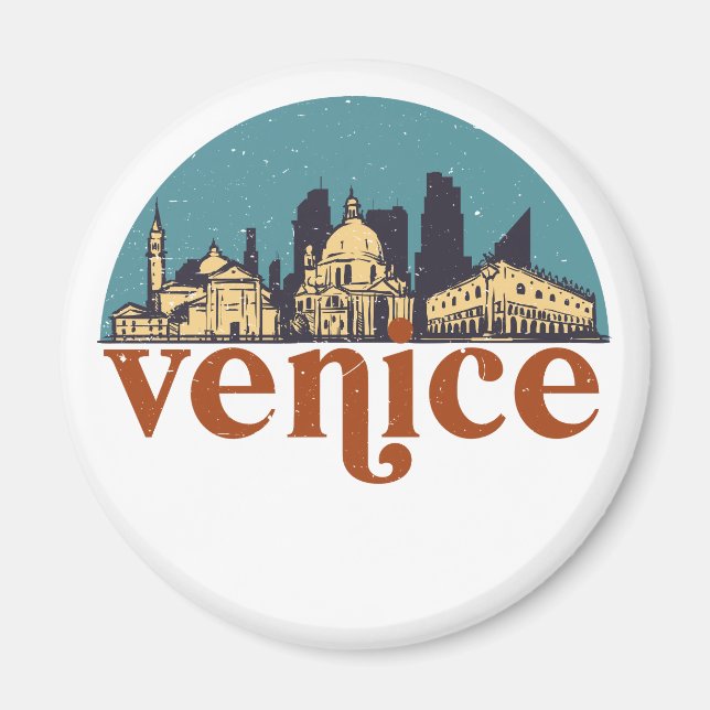 Venedig Italien Retro City Skyline Cityscape Art Magnet (Framsidan)