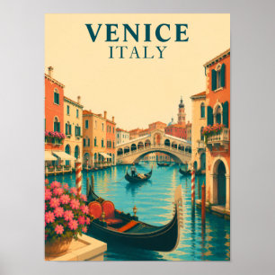 Venedig Italien Retro Resa Rialto Bron Venetiansk Poster