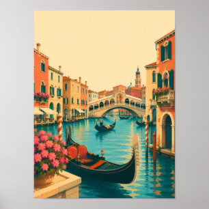 Venedig Italien Retro Resa Rialto Bron Venetianskt Poster